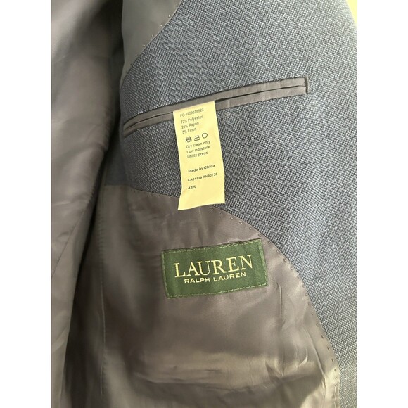 Lauren Ralph Lauren Mens 43R Blue 2-Button Blazer Jacket Preppy - Picture 3 of 6